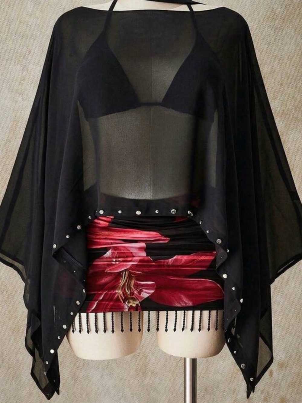 Sheer studded poncho - new, no tags.
